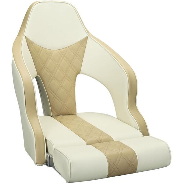 4PLUS Premium Katlanır Kaptan Koltuğu - Flip-Up Marin Seri (Krem/Bej)