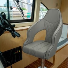 Lüks Tekne Kaptan Koltuğu - Gri/Koyu Gri Baklava Desenli - Ergonomik Marin Koltuk