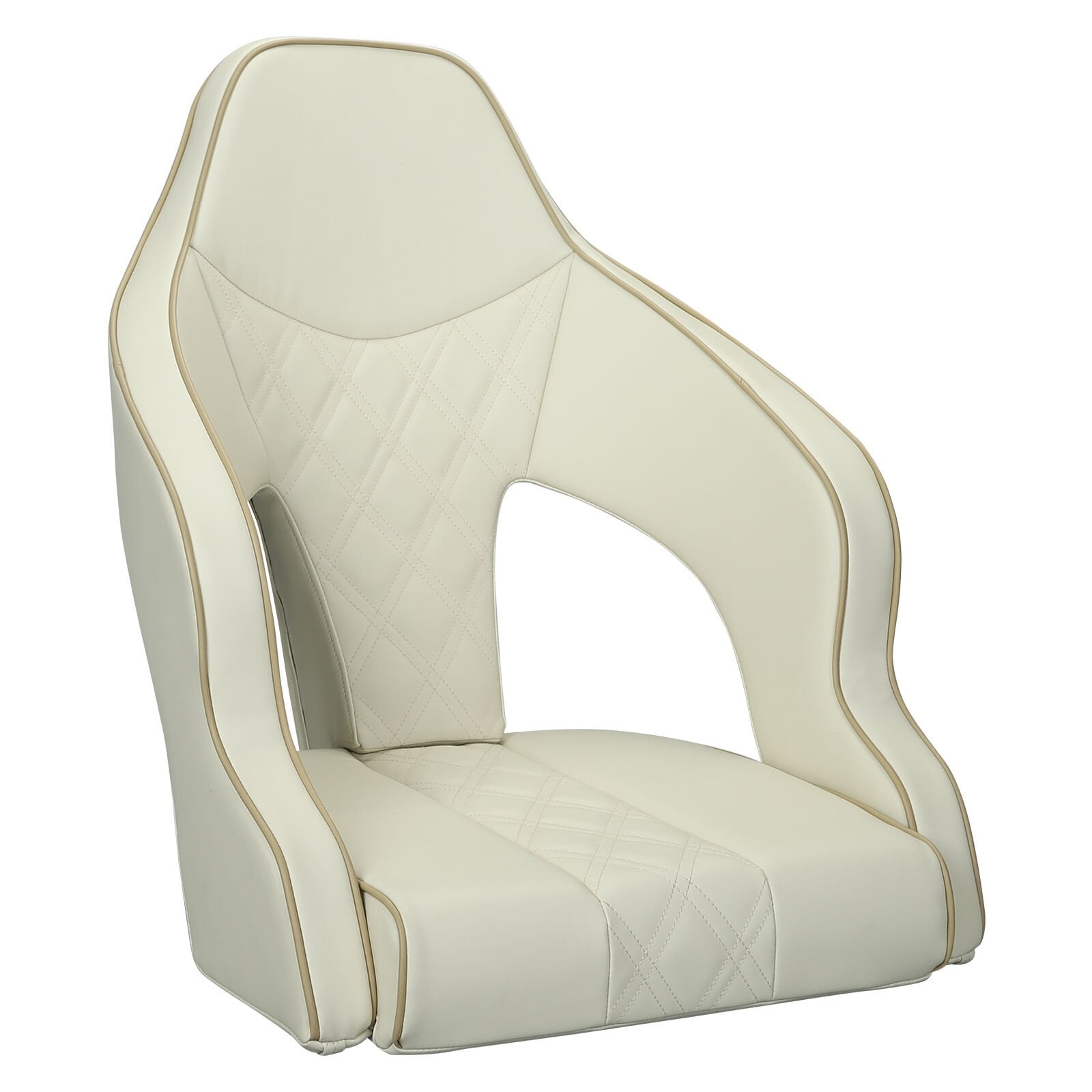 Lüks Tekne Kaptan Koltuğu - Bej/Ekru Baklava Desenli - Premium Marin Koltuk