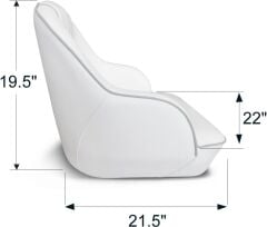 Kompakt Tekne Kaptan Koltuğu - Alçak Sırtlı Marin Koltuk - Beyaz/Gri Fitilli