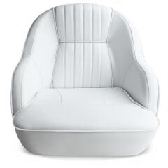 Kompakt Tekne Kaptan Koltuğu - Alçak Sırtlı Marin Koltuk - Beyaz/Gri Fitilli