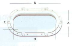 İçten Montajlı Siyah Oval Lumboz - ABS Plastik (26 x 50 cm)