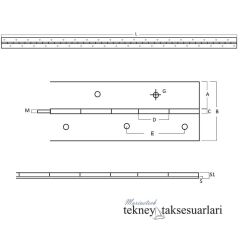 1000 x 40 x 1,5 mm, Paslanmaz Şerit Menteşe,  Boy Menteşe