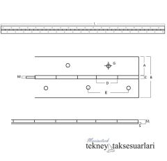 1000 x 50 x 1,5 mm, Paslanmaz Şerit Menteşe, Boy Menteşe