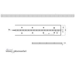 1020 x 27 x 1mm, Paslanmaz Şerit Menteşe,  Boy Menteşe