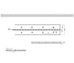 1020 x 27 x 1mm, Paslanmaz Şerit Menteşe,  Boy Menteşe