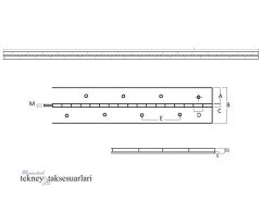 1020 x 38 x 1mm, Paslanmaz Şerit Menteşe,  Boy Menteşe
