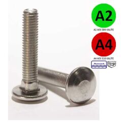 8 mm Paslanmaz Yuvarlak Baş Civata (Kasa civatası) Çeşitleri