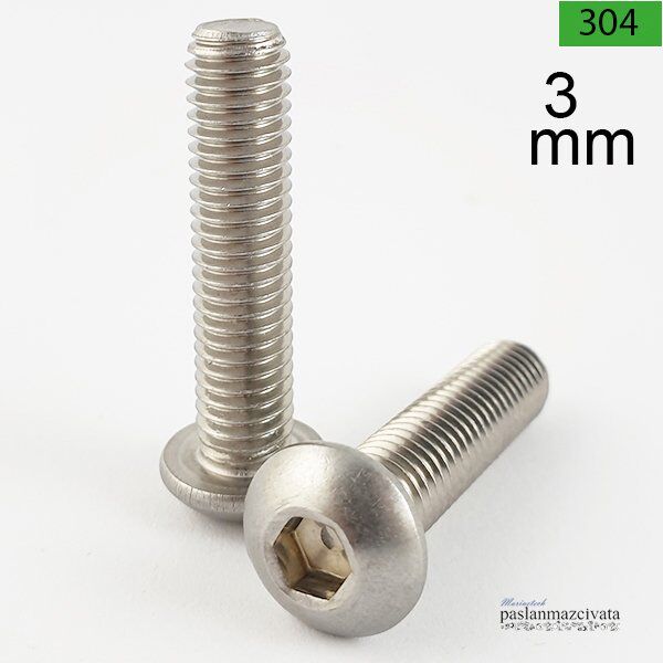 M3 Paslanmaz Bombe Baş Alyan (imbus) Civata Çeşitleri DIN7380