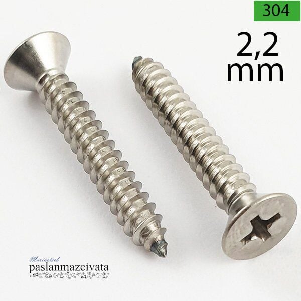 2,2mm Paslanmaz YHB Saç Vidası Çeşitleri DIN7982