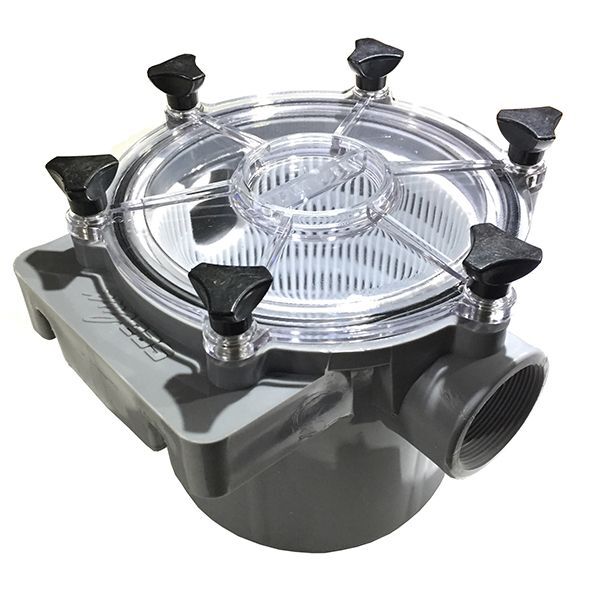 2'' (İnç) Deniz Suyu Filtresi Tekne Motor Süzgeci - Yandan Giriş Yandan Çıkış Şeffaf Kapaklı