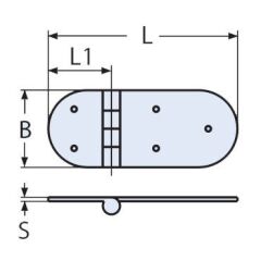 146 x 65, 316 Kalite Paslanmaz  Menteşe Civatalı