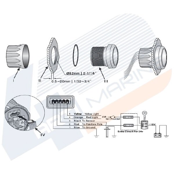 KUS Dümen Açı Göstergesi - 52mm (Beyaz)