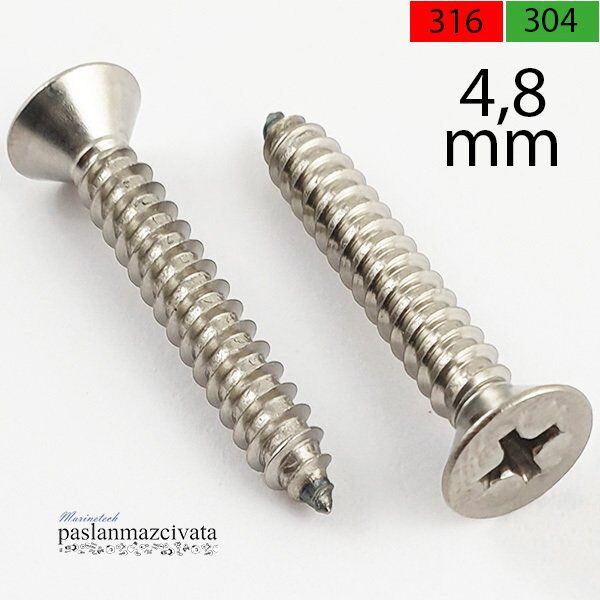 4,8mm Paslanmaz YHB Saç Vidası Çeşitleri DIN7982