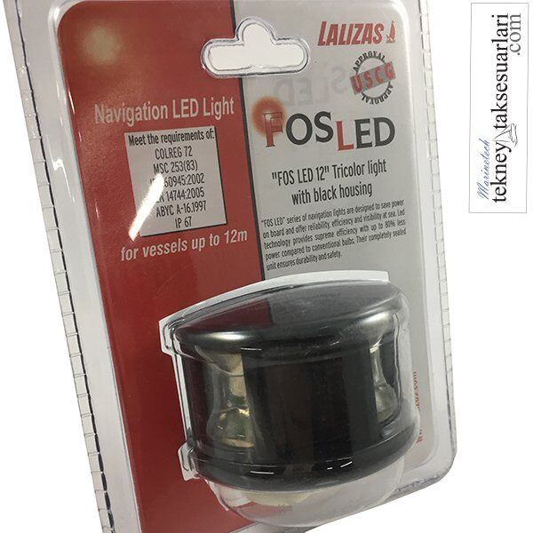 12m, İskele sancak pupa, 3'lü Seyir feneri, LED, Siyah